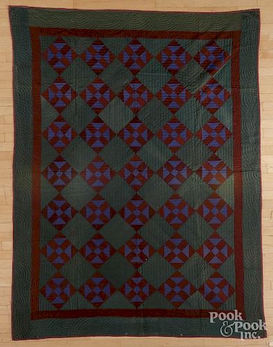 Amish pieced quilt, early 20th c., 70'' x 94''.