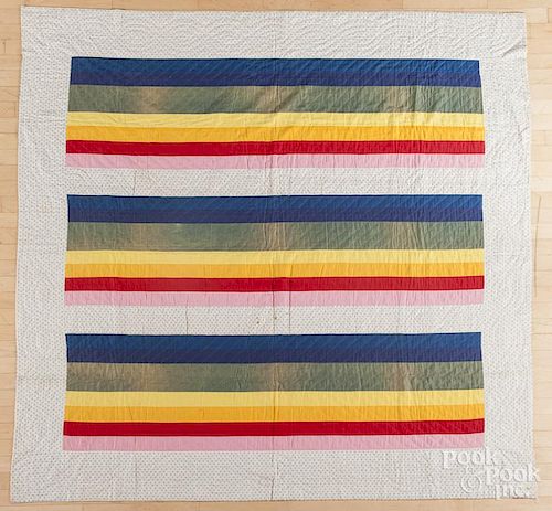 Rainbow bar quilt, early 20th c., 81'' x 79''.