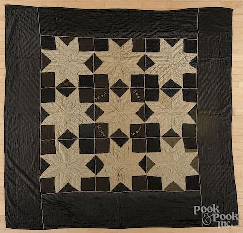 Star pattern quilt, dated 1904, 83'' x 82''.