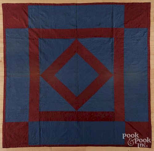 Amish diamond in block quilt, early 20th c., 78'' x 77''.
