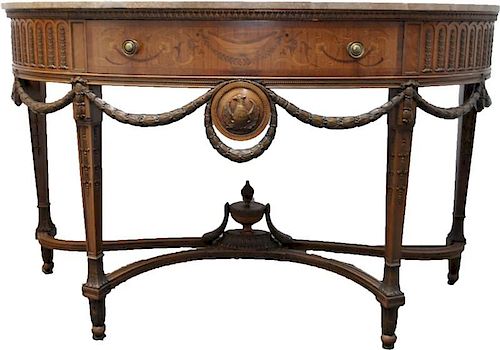 LOUIS XVI MARBLE TOP CONSOLE TABLE