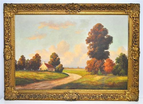 1940s OIL ON CANVAS LANDSCAPE NY STATE