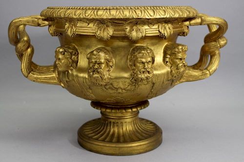 Fine Antique French Gilt Bronze Warwick Vase