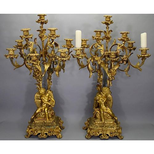 H. Picard 19th C. French Signed Bronze Candelabra