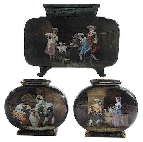 Three F. Landry Art Pottery Cavalier