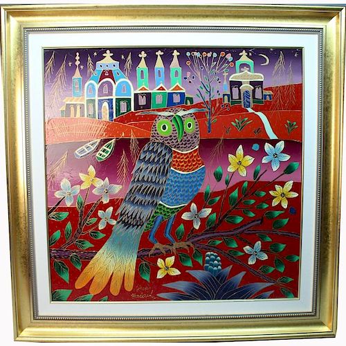 "Owl in Autumn" Yuri Gorbachev (20th C.)