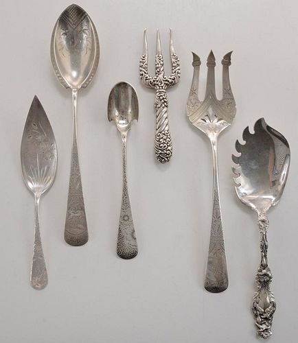 Six Sterling Serving Pieces