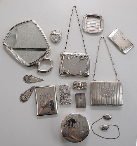 Twenty Pieces of Silver Dresser and Desk Accessories