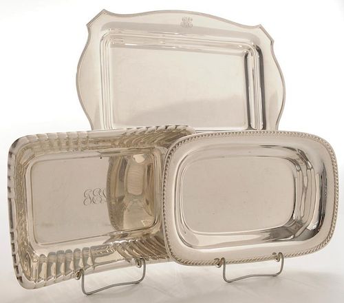 Three Sterling Rectangular Serving Pieces