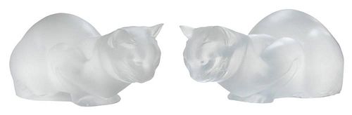 Pair Lalique France Smoky Crystal