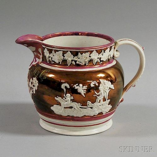 Copper and Pink Lustre Pitcher