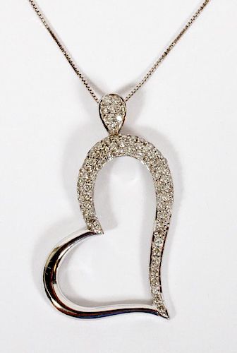 14KT WHITE GOLD AND DIAMOND HEART PENDANT NECKLACE