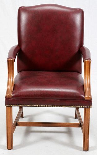FEDERAL STYLE LEATHER & MAHOGANY LOLLING CHAIR