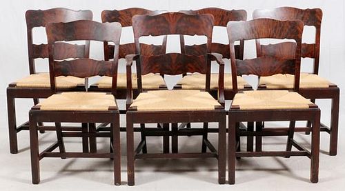 VINTAGE RUSH SEAT DINING CHAIRS SEVEN