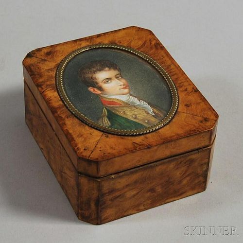 Burl Veneer Box with Portrait Miniature