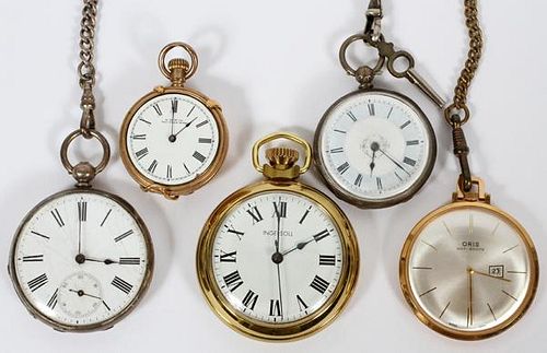 ASSORTED POCKET WATCHES EARLY-LATE 20TH C. FIVE