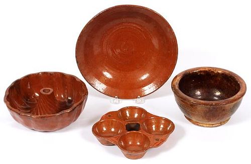 REDWARE POTTERY BOWLS PLATE & MUFFIN PAN