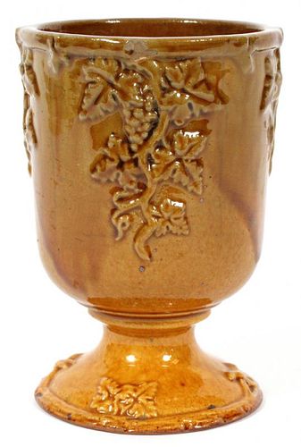 YELLOW REDWARE POTTERY GOBLET