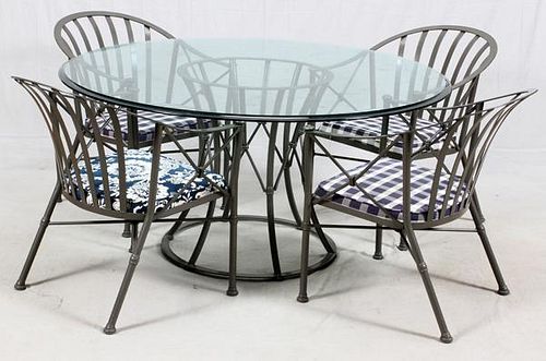 METAL PAINTED PATIO TABLE & CHAIRS 9