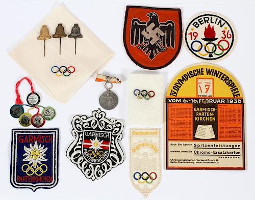 1936 OLYMPICS PIN AND PATCH COLLECTION 1936 13 PCS.