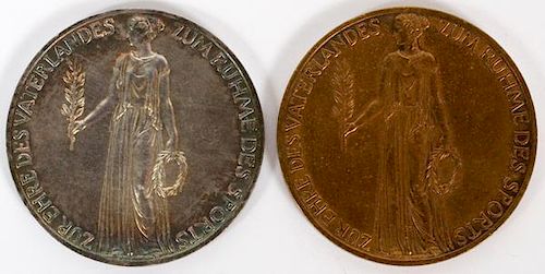 1936 OLYMPIC SILVER AND BRONZE VISITOR'S MEDALS