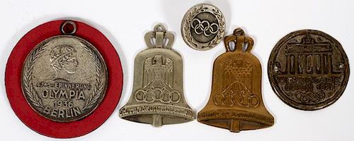 1936 BERLIN OLYMPICS PENDANTS BADGE AND BUTTON