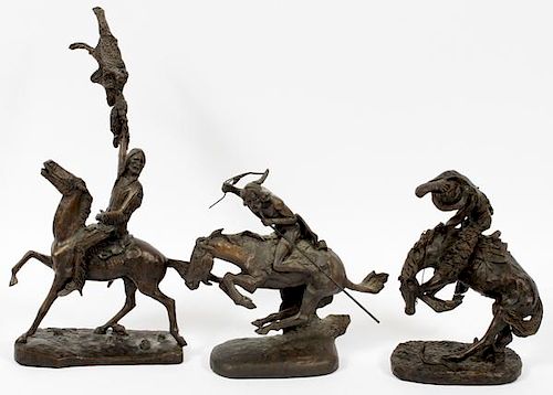 AFTER FREDERIC REMINGTON RESIN FIGURES 3 PIECES