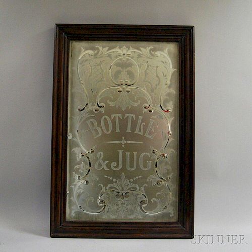 Framed Etched Glass Mirror