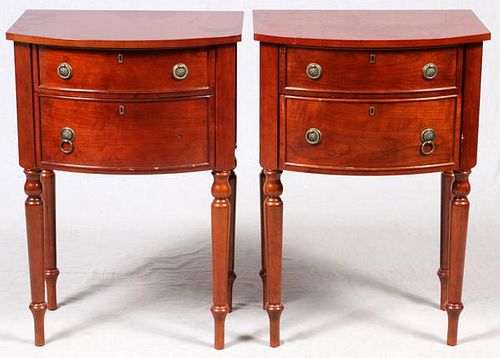 SHERATON STYLE MAHOGANY TWO DRAWER END TABLES