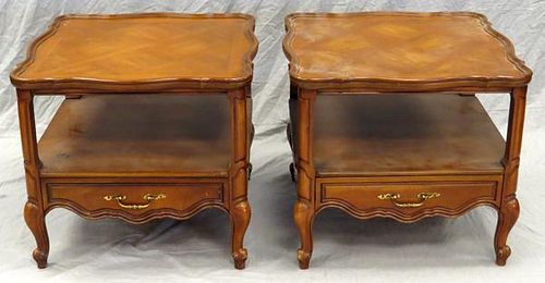FRENCH STYLE PARQUETRY END TABLES PAIR