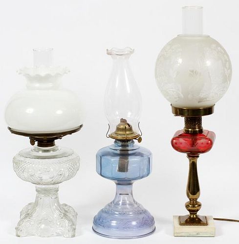 VINTAGE AND MODERN OIL LAMPS THREE