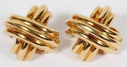 TIFFANY & CO. 18KT YELLOW GOLD EARRINGS PAIR