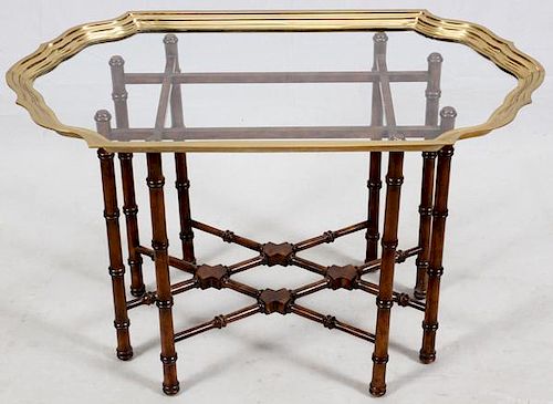GLASS & BRASS TOP COCKTAIL TABLE