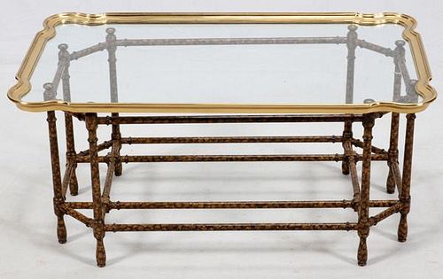 GLASS TOP COCKTAIL TABLE BRASS FRAME