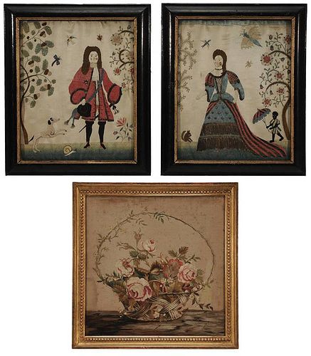 Three Fine Silk Embroideries