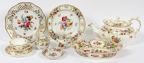 DRESDEN & STAFFORDSHIRE DISHES 15 PIECES