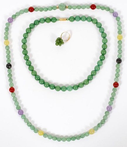 JADE BEADED NECKLACES & RING