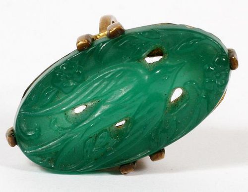 ART NOUVEAU STYLE JADE OVAL RING