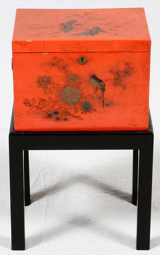 JAPANESE RED LACQUER BOX