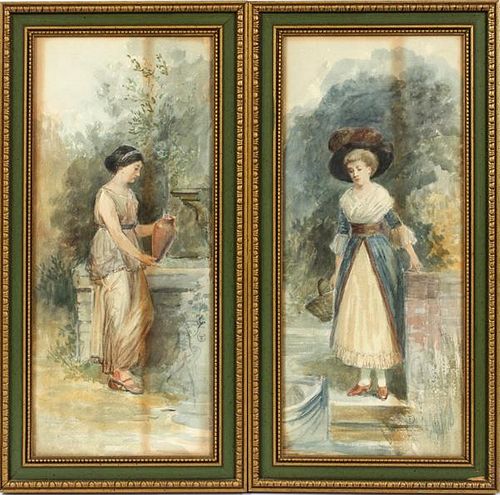 ANTIQUE WATERCOLORS LATE 19TH C. TWO