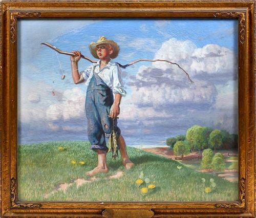 EVARTS [USA], OIL ON CANVAS, 1922, H 40" W 48", YOUNG FARM BOY