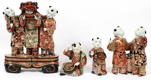CHINESE PORCELAIN FIGURAL GROUPINGS 4 PCS