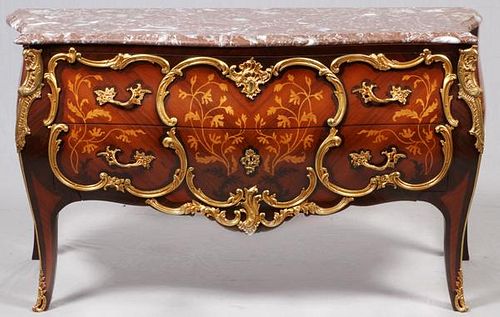 LOUIS XV STYLE BRONZE MOUNTED COMMODE