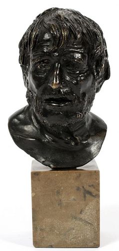 MINIATURE BRONZE BUST AFTER THE CLASSICAL UNSIGNED