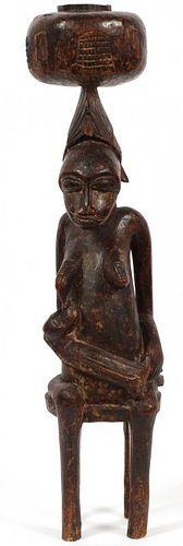 AFRICAN CARVED WOOD FERTILITY SCULPTURE