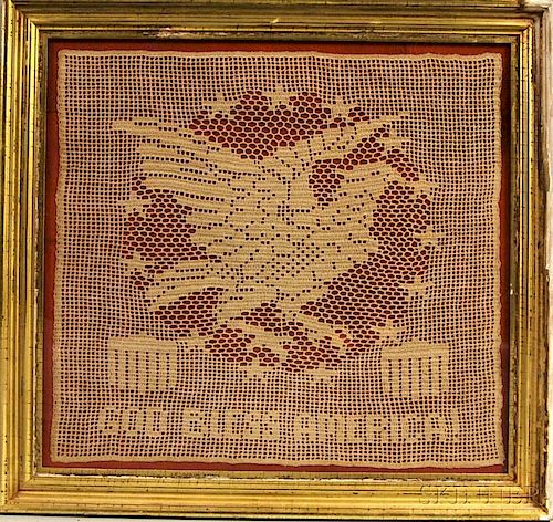 Framed Patriotic Crocheted Doily