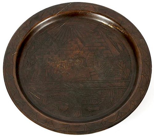 EGYPTIAN REVIVAL STYLE BRONZE CALLING CARD TRAY