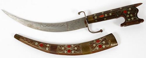 MIDDLE EASTERN INLAID WOOD SABER 19TH CENTURY