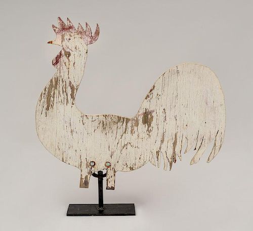American Painted Wood Rooster-Form Weathervane