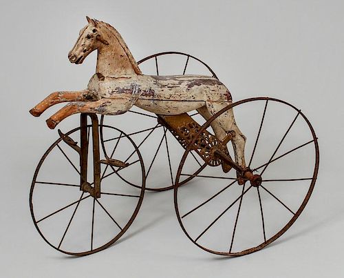 Child's Painted Wooden Horse Tricycle